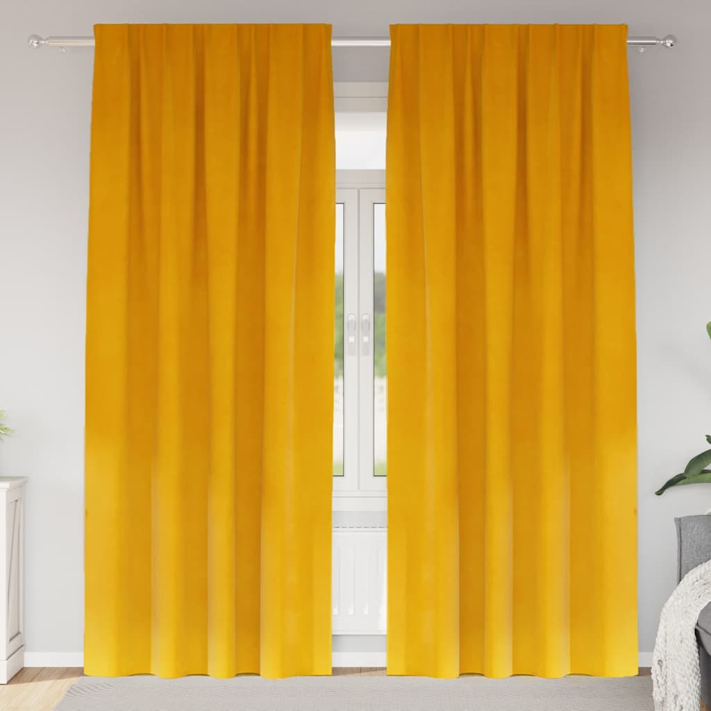 Verduisterende gordijnen 2 pcs Mosterdgeel 140 x 245 cm Fluweel is nu te koop bij PeponiXL, paradijselijk wonen!