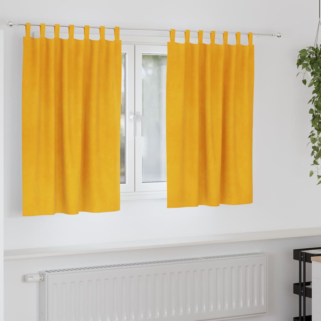 Verduisterende gordijnen 2 pcs Mosterdgeel 140 x 140 cm Fluweel is nu te koop bij PeponiXL, paradijselijk wonen!