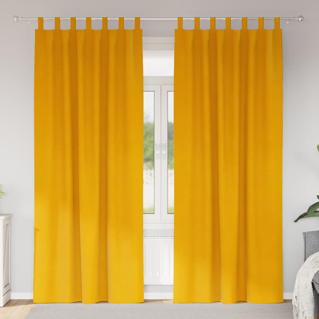 Verduisterende gordijnen 2 pcs Mosterdgeel 140 x 260 cm Fluweel is nu te koop bij PeponiXL, paradijselijk wonen!