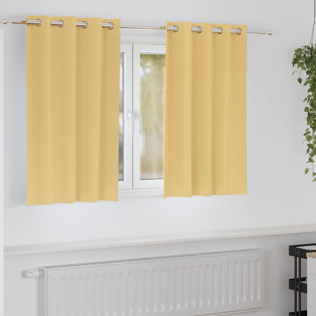 Zwart-out Gordijnen met Ringen 2 pcs Beige 140 x 140 cm is nu te koop bij PeponiXL, paradijselijk wonen!