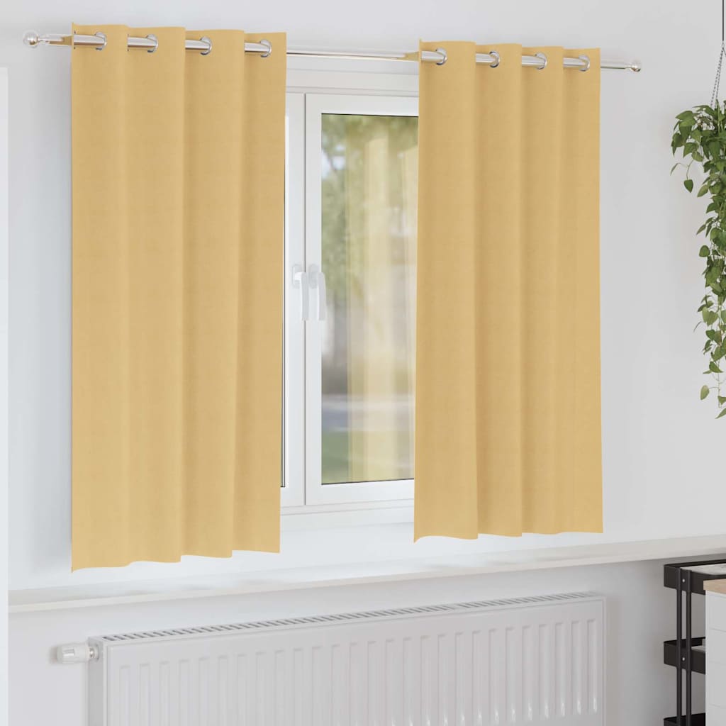 Zwart-out Gordijnen met Ringen 2 pcs Beige 175 x 140 cm is nu te koop bij PeponiXL, paradijselijk wonen!