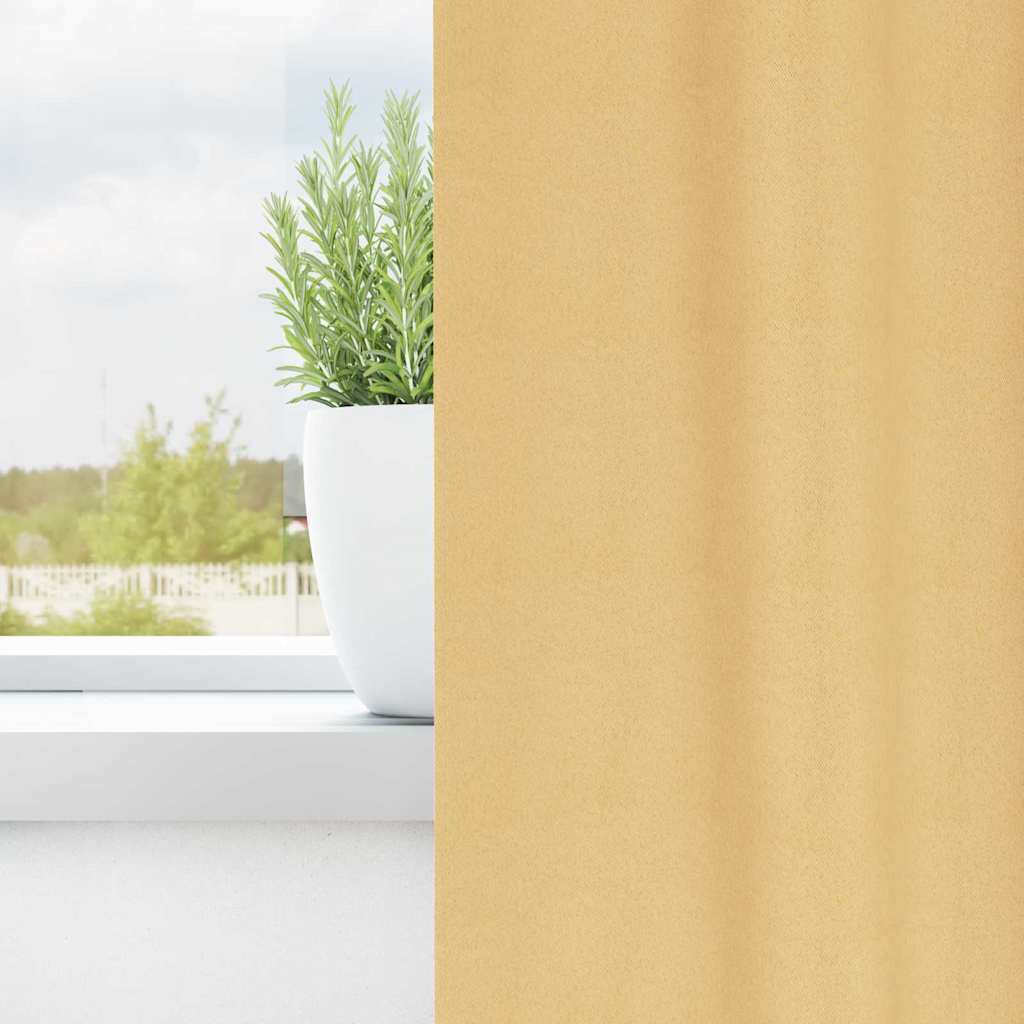 Zwart-out Gordijnen met Ringen 2 pcs Beige 225 x 140 cm is nu te koop bij PeponiXL, paradijselijk wonen!