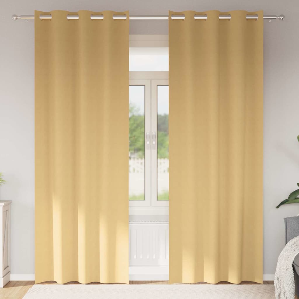Zwart-out Gordijnen met Ringen 2 pcs Beige 245 x 140 cm is nu te koop bij PeponiXL, paradijselijk wonen!