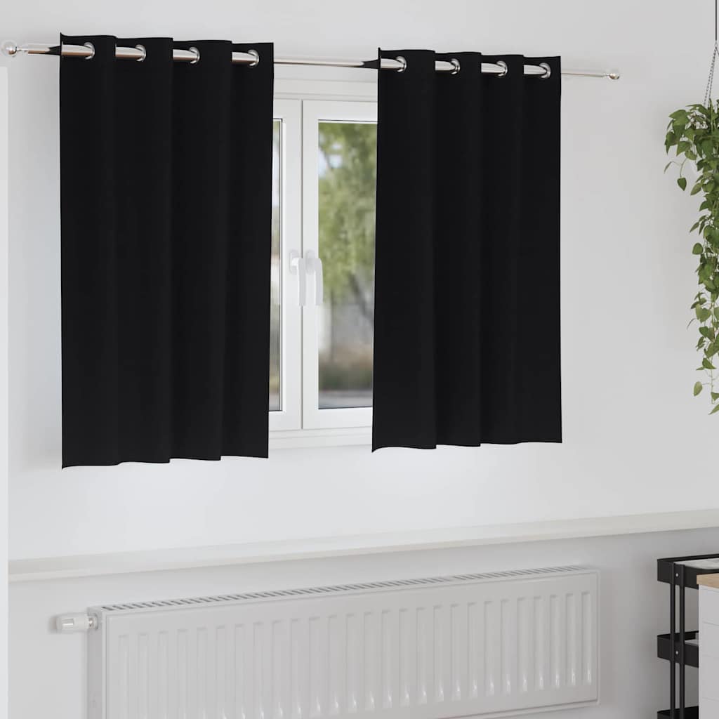 Zwart-out Gordijnen met Ringen 2 pcs Zwart 140 x 140 cm is nu te koop bij PeponiXL, paradijselijk wonen!