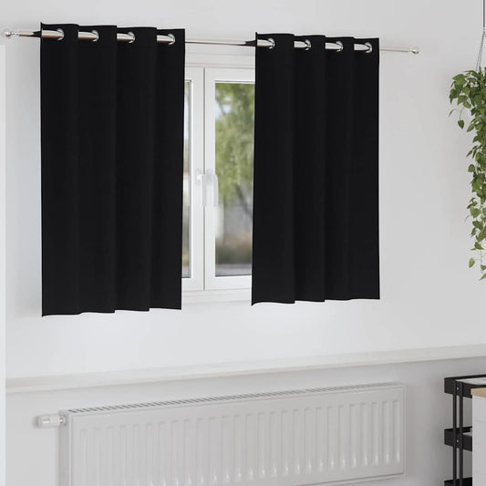 Zwart-out Gordijnen met Ringen 2 pcs Zwart 140 x 140 cm is nu te koop bij PeponiXL, paradijselijk wonen!