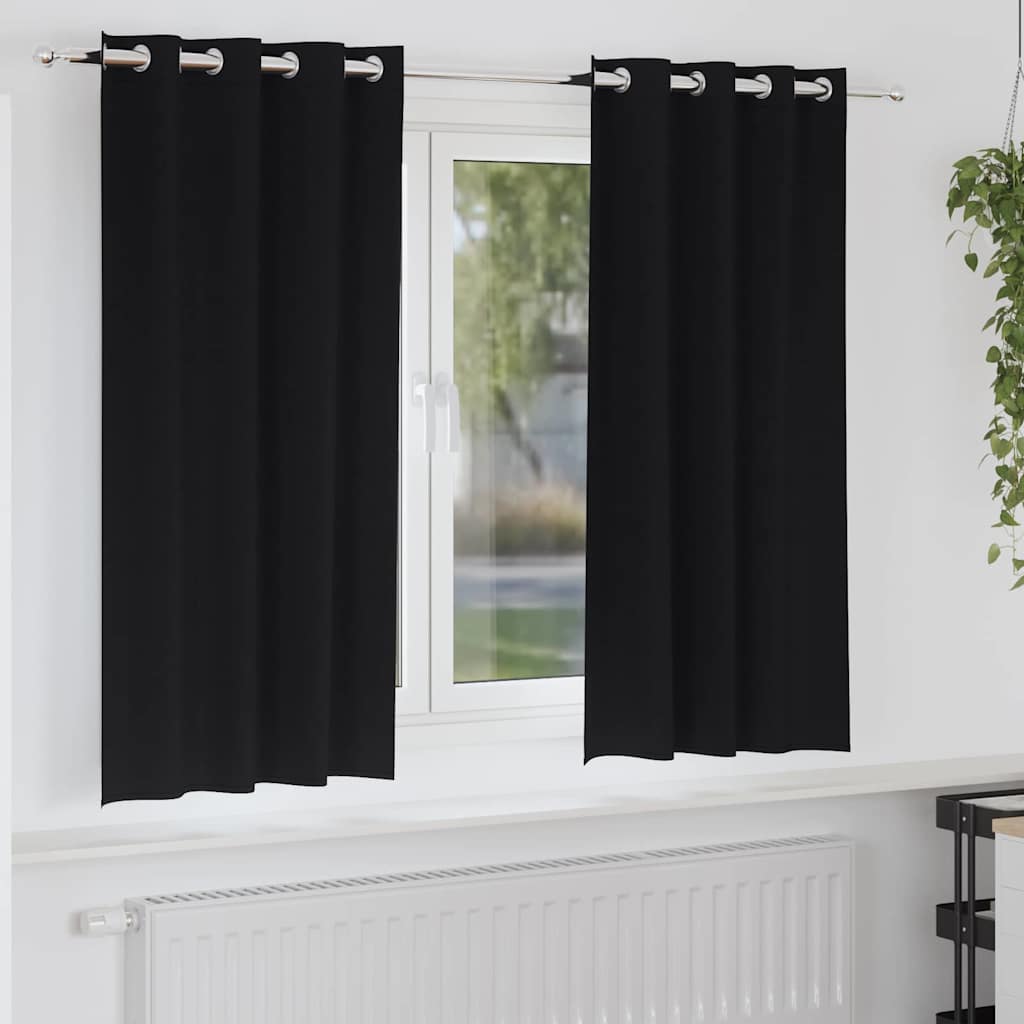Zwart-out Gordijnen met Ringen 2 pcs Zwart 175 x 140 cm is nu te koop bij PeponiXL, paradijselijk wonen!