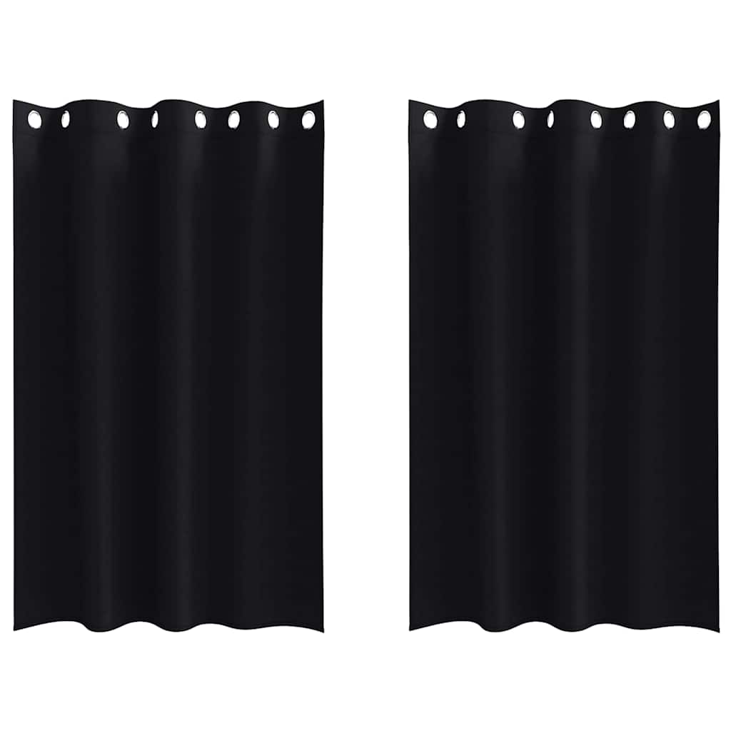 Zwart-out Gordijnen met Ringen 2 pcs Zwart 175 x 140 cm is nu te koop bij PeponiXL, paradijselijk wonen!
