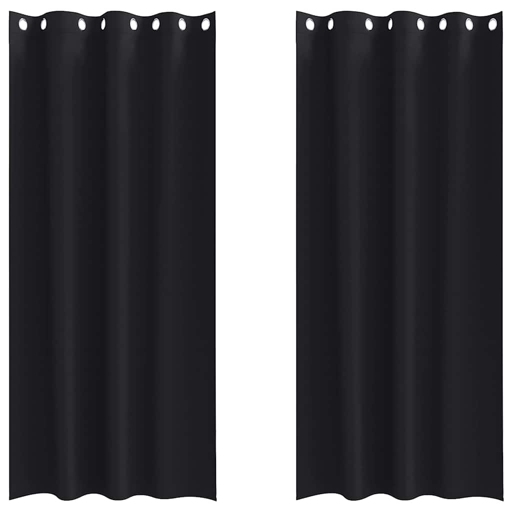 Zwart-out Gordijnen met Ringen 2 pcs Zwart 225 x 140 cm is nu te koop bij PeponiXL, paradijselijk wonen!