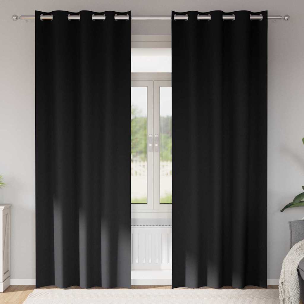 Zwart-out Gordijnen met Ringen 2 pcs Zwart 260 x 140 cm is nu te koop bij PeponiXL, paradijselijk wonen!