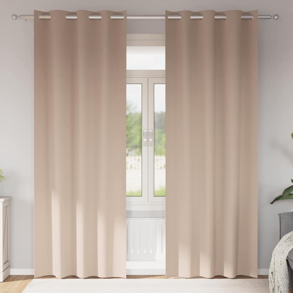 Zwart-out Gordijnen met Ringen 2 pcs Taupe 245 x 140 cm is nu te koop bij PeponiXL, paradijselijk wonen!