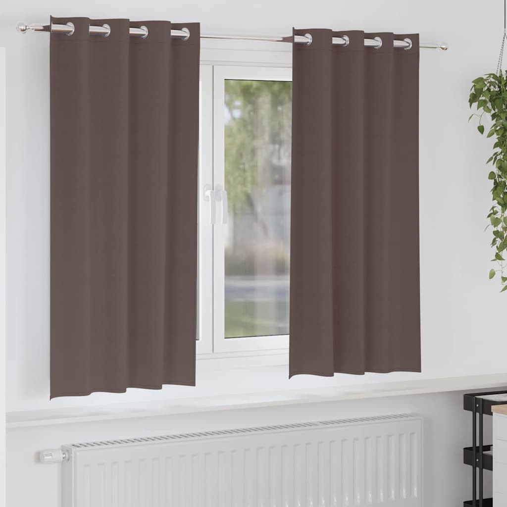 Zwart-out Gordijnen met Ringen 2 pcs Donkerbruin 175 x 140 cm is nu te koop bij PeponiXL, paradijselijk wonen!