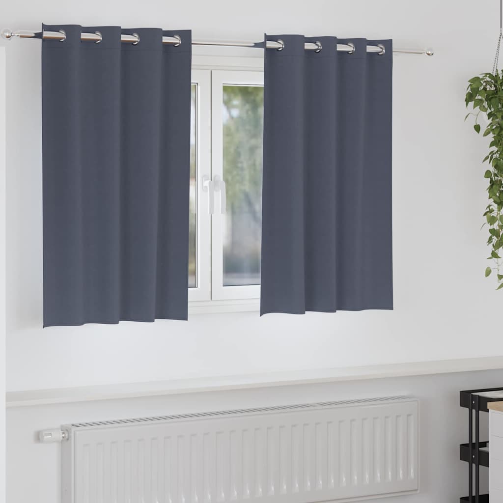 Zwart-out Gordijnen met Ringen 2 pcs Antraciet 140 x 140 cm is nu te koop bij PeponiXL, paradijselijk wonen!