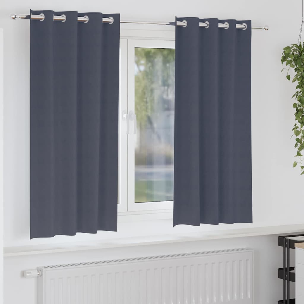 Zwart-out Gordijnen met Ringen 2 pcs Antraciet 175 x 140 cm is nu te koop bij PeponiXL, paradijselijk wonen!