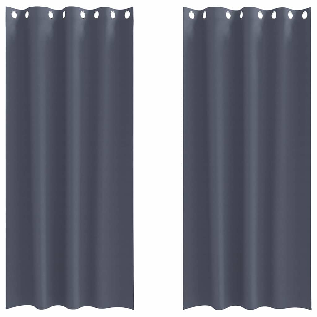 Zwart-out Gordijnen met Ringen 2 pcs Antraciet 225 x 140 cm is nu te koop bij PeponiXL, paradijselijk wonen!