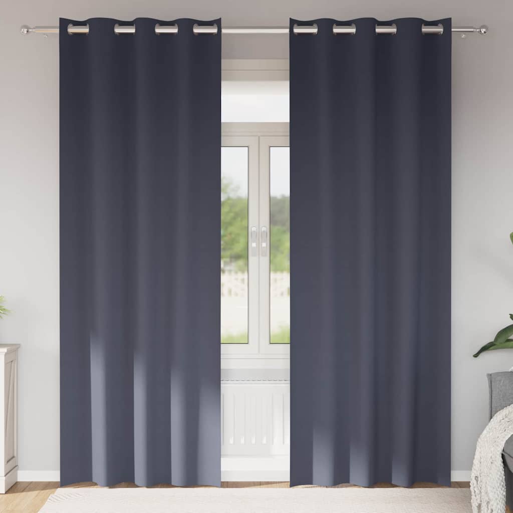 Zwart-out Gordijnen met Ringen 2 pcs Antraciet 245 x 140 cm is nu te koop bij PeponiXL, paradijselijk wonen!