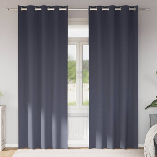 Zwart-out Gordijnen met Ringen 2 pcs Antraciet 260 x 140 cm is nu te koop bij PeponiXL, paradijselijk wonen!