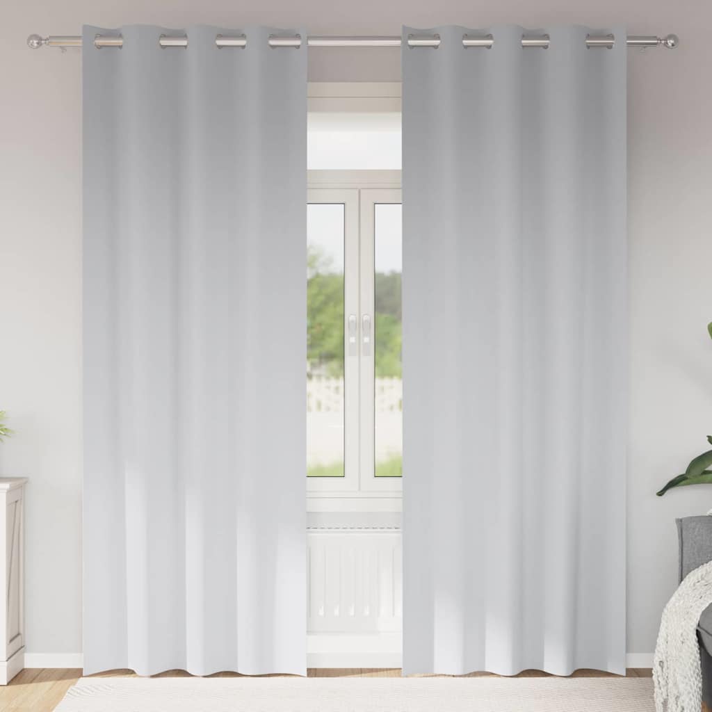 Zwart-out Gordijnen met Ringen 2 pcs Bleekgrijs 225 x 140 cm is nu te koop bij PeponiXL, paradijselijk wonen!