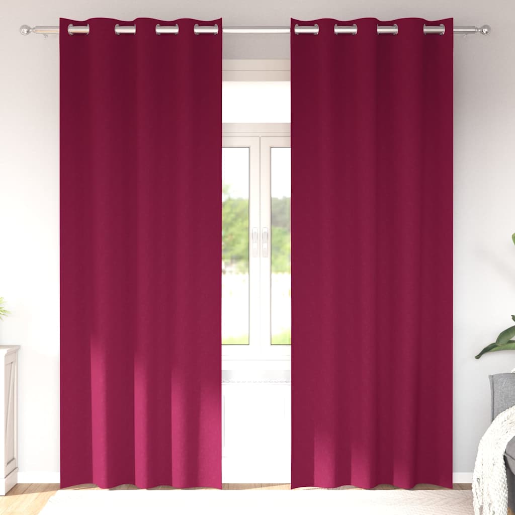 Zwart-out Gordijnen met Ringen 2 pcs Wijnrood 225 x 140 cm is nu te koop bij PeponiXL, paradijselijk wonen!