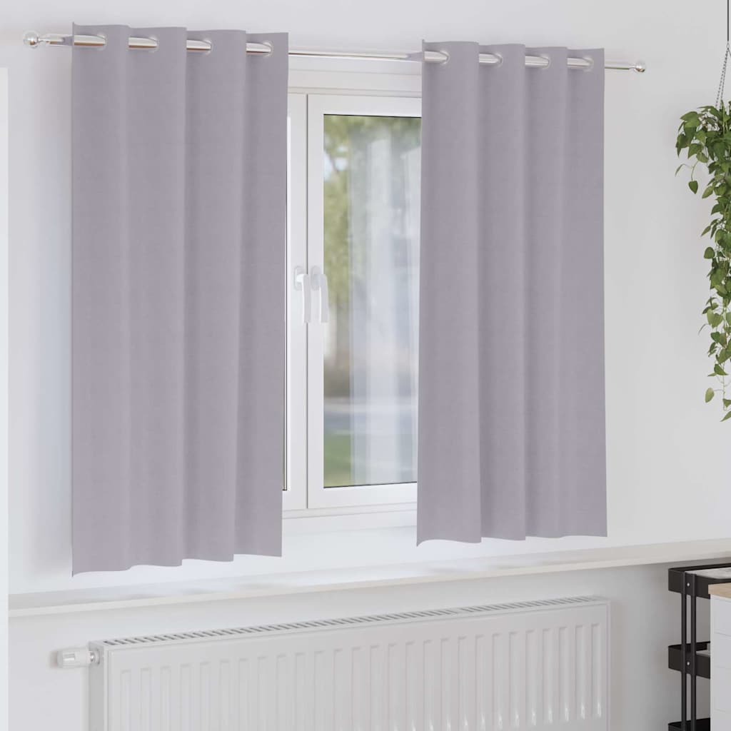 Zwart-out Gordijnen met Ringen 2 pcs Metaalgrijs 175 x 140 cm is nu te koop bij PeponiXL, paradijselijk wonen!