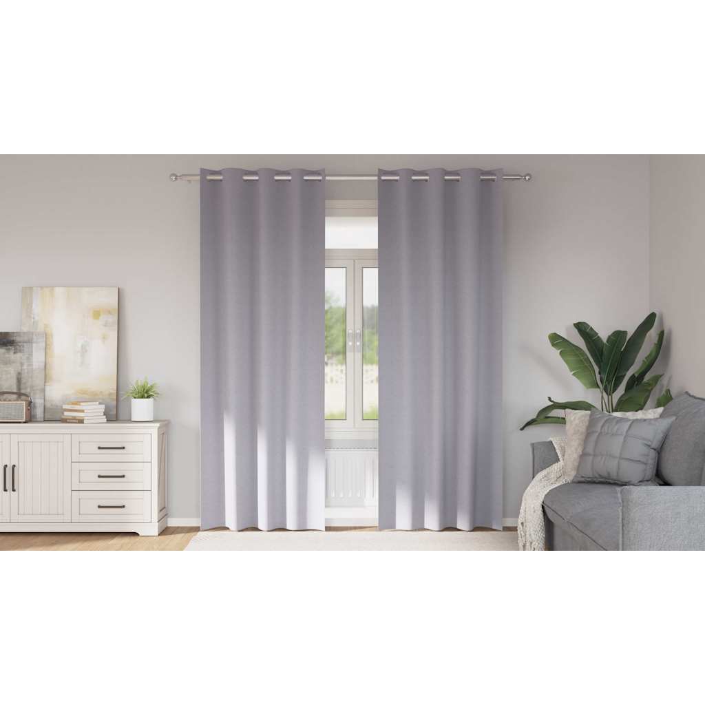 Zwart-out Gordijnen met Ringen 2 pcs Metaalgrijs 260 x 140 cm is nu te koop bij PeponiXL, paradijselijk wonen!
