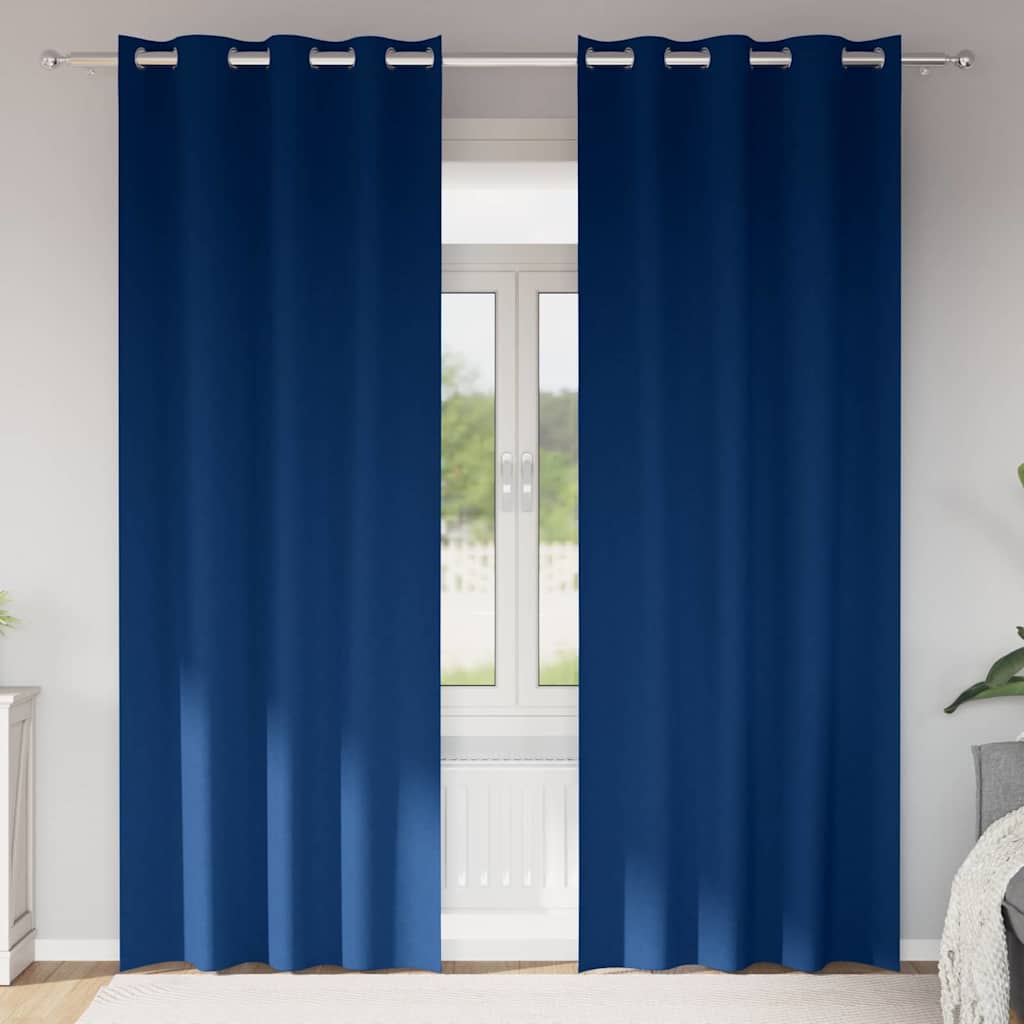 Zwart-out Gordijnen met Ringen 2 pcs Donkerblauw 245 x 140 cm is nu te koop bij PeponiXL, paradijselijk wonen!