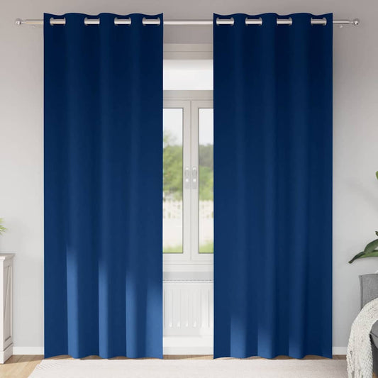 Zwart-out Gordijnen met Ringen 2 pcs Donkerblauw 245 x 140 cm is nu te koop bij PeponiXL, paradijselijk wonen!