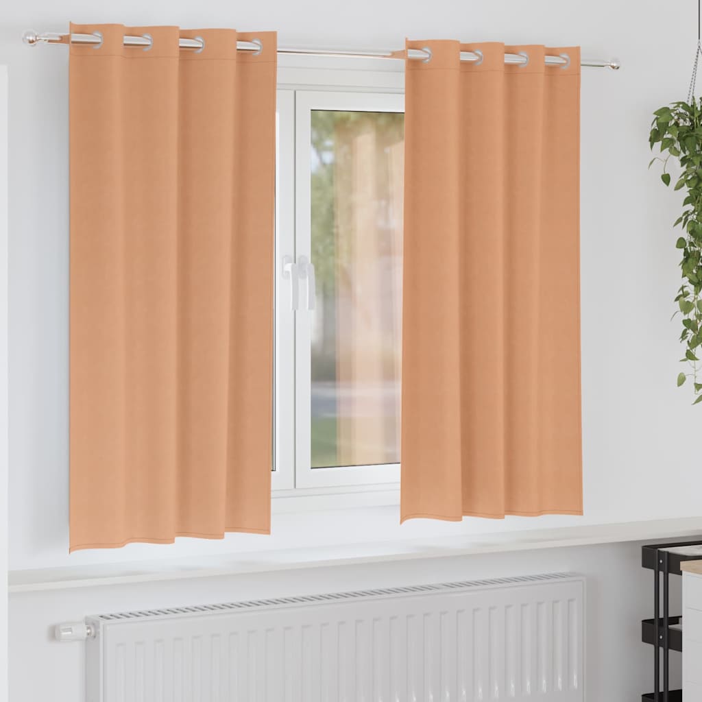 Zwart-out Gordijnen met Ringen 2 pcs Licht Bruin 175 x 140 cm is nu te koop bij PeponiXL, paradijselijk wonen!