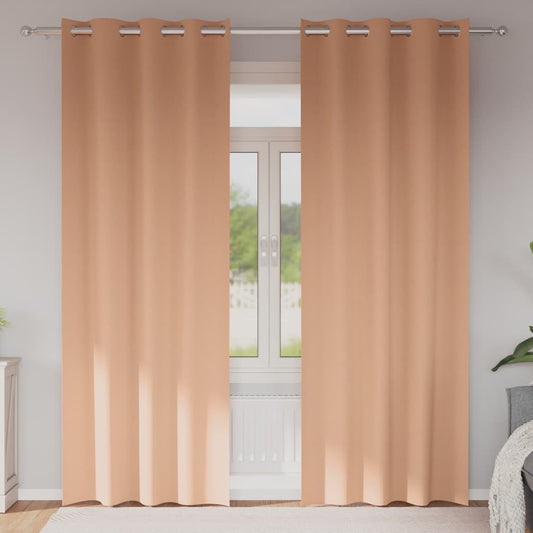 Zwart-out Gordijnen met Ringen 2 pcs Licht Bruin 225 x 140 cm is nu te koop bij PeponiXL, paradijselijk wonen!
