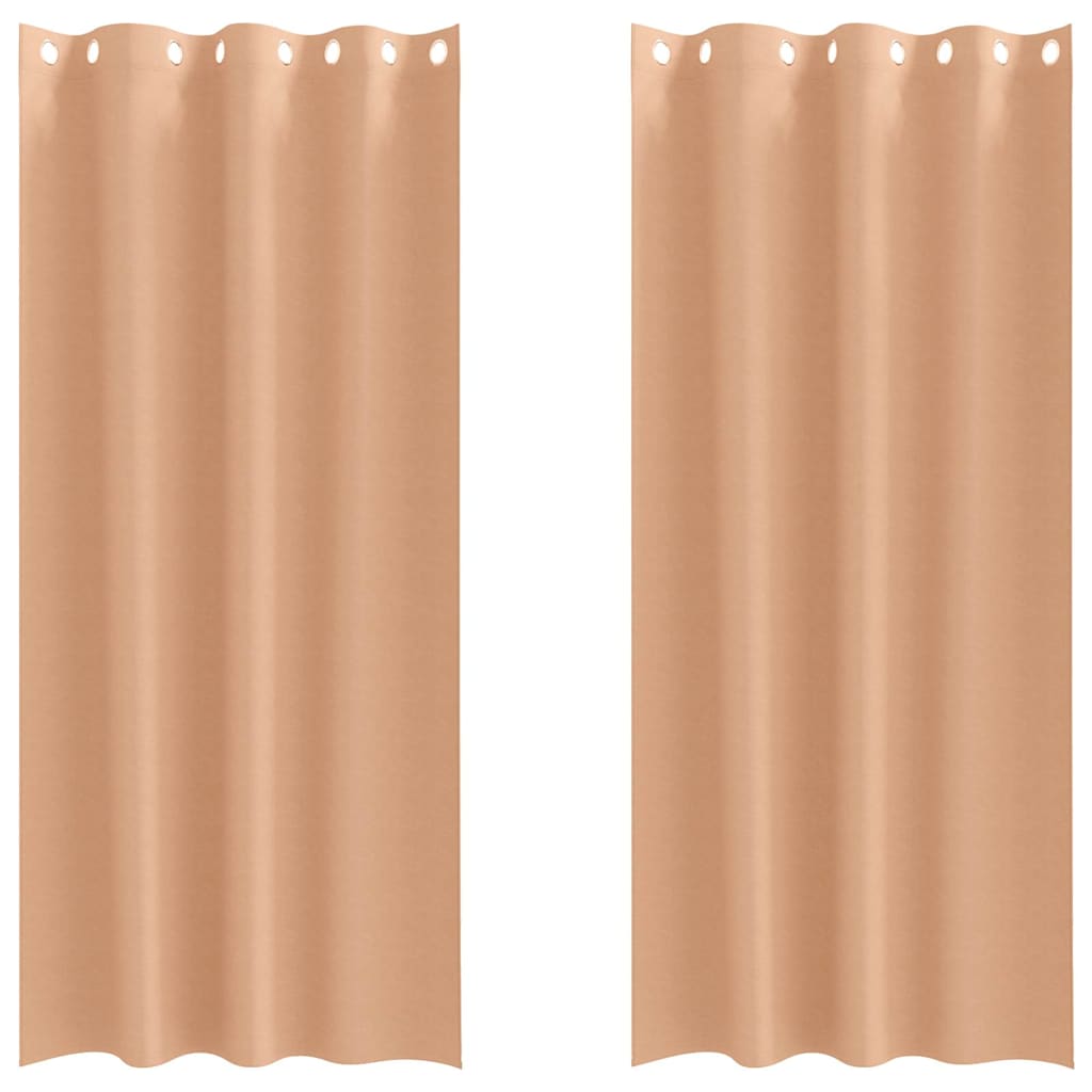 Zwart-out Gordijnen met Ringen 2 pcs Licht Bruin 225 x 140 cm is nu te koop bij PeponiXL, paradijselijk wonen!