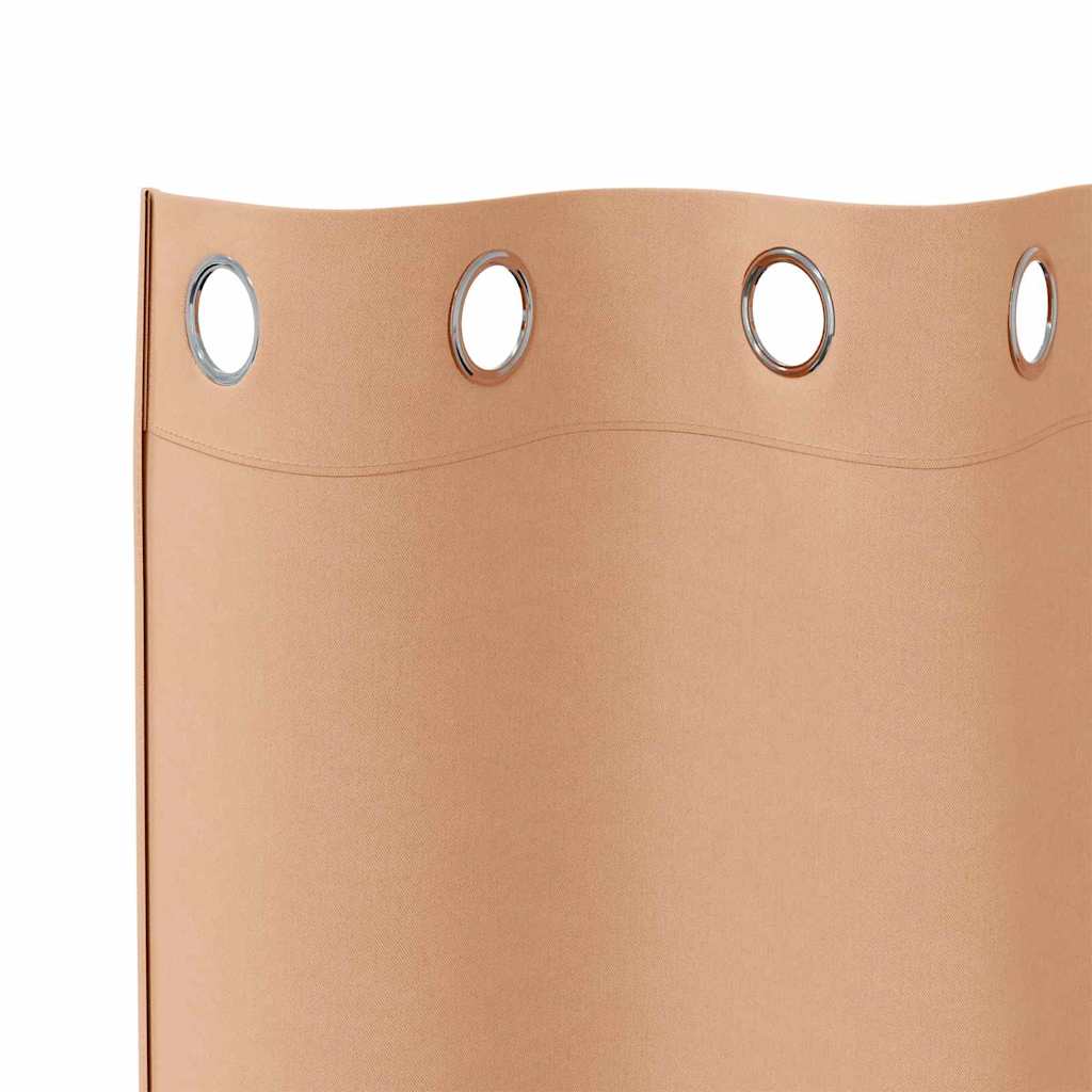 Zwart-out Gordijnen met Ringen 2 pcs Licht Bruin 245 x 140 cm is nu te koop bij PeponiXL, paradijselijk wonen!