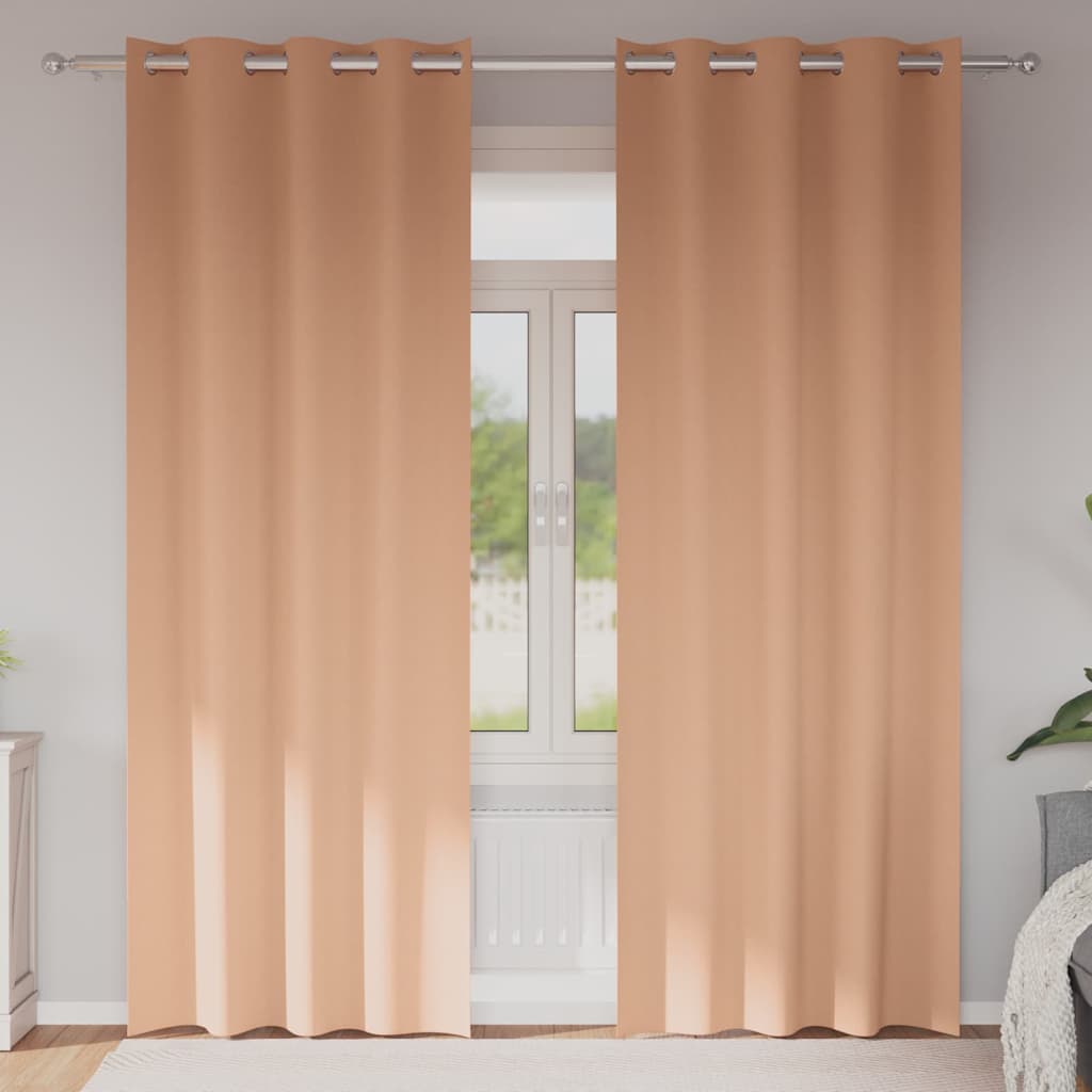 Zwart-out Gordijnen met Ringen 2 pcs Licht Bruin 260 x 140 cm is nu te koop bij PeponiXL, paradijselijk wonen!