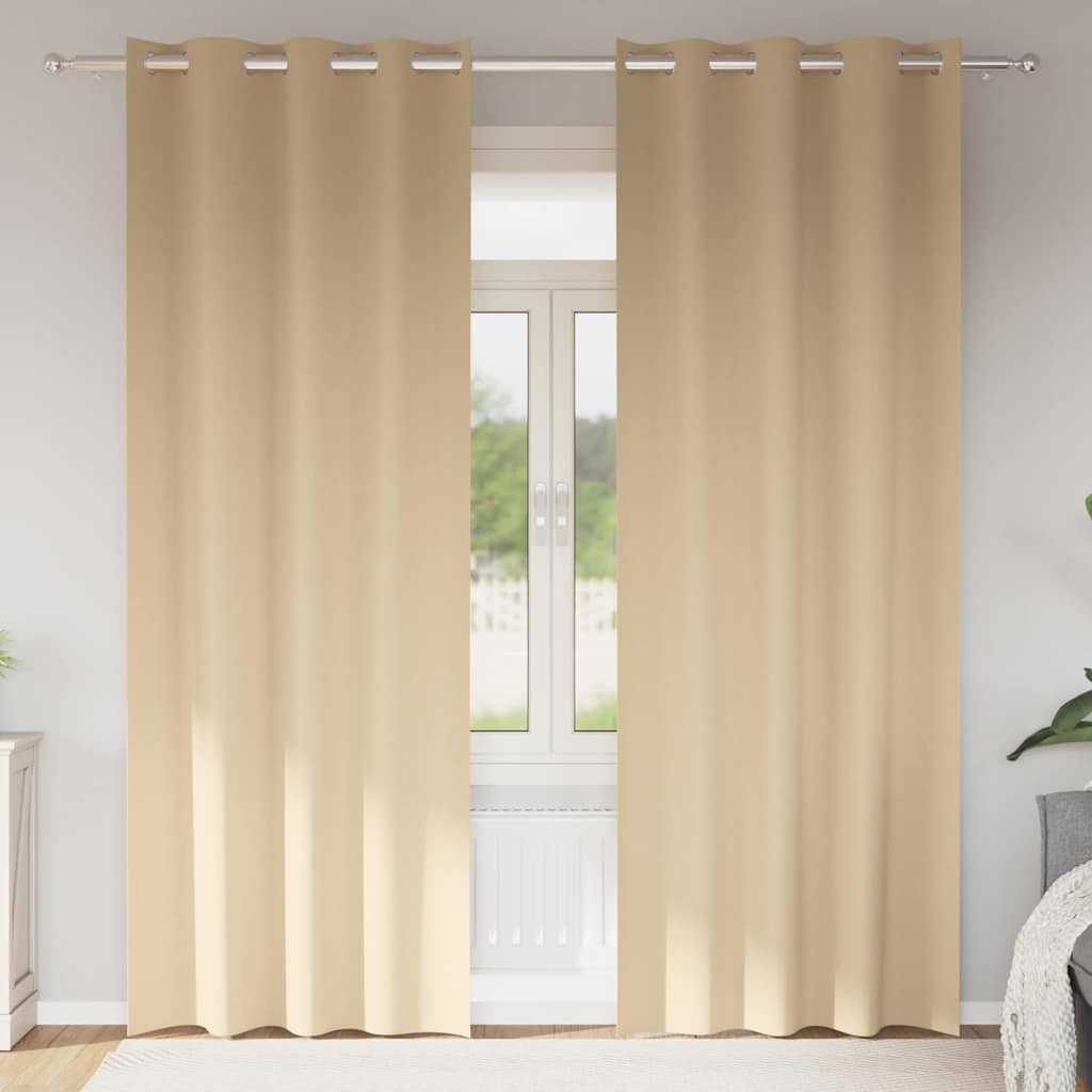 Zwart-out Gordijnen met Ringen 2 pcs Crème 225 x 140 cm is nu te koop bij PeponiXL, paradijselijk wonen!