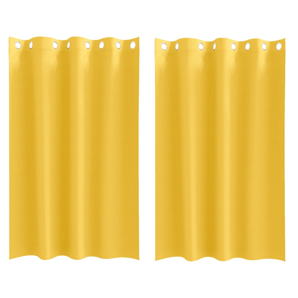 Zwart-out Gordijnen met Ringen 2 pcs Mosterdgeel 175 x 140 cm is nu te koop bij PeponiXL, paradijselijk wonen!