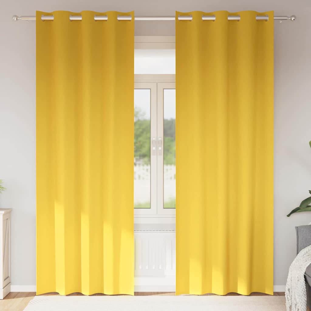 Zwart-out Gordijnen met Ringen 2 pcs Mosterdgeel 245 x 140 cm is nu te koop bij PeponiXL, paradijselijk wonen!