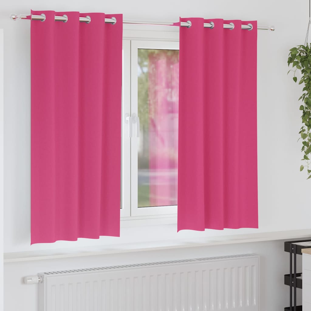 Zwart-out Gordijnen met Ringen 2 pcs Felroze 175 x 140 cm is nu te koop bij PeponiXL, paradijselijk wonen!