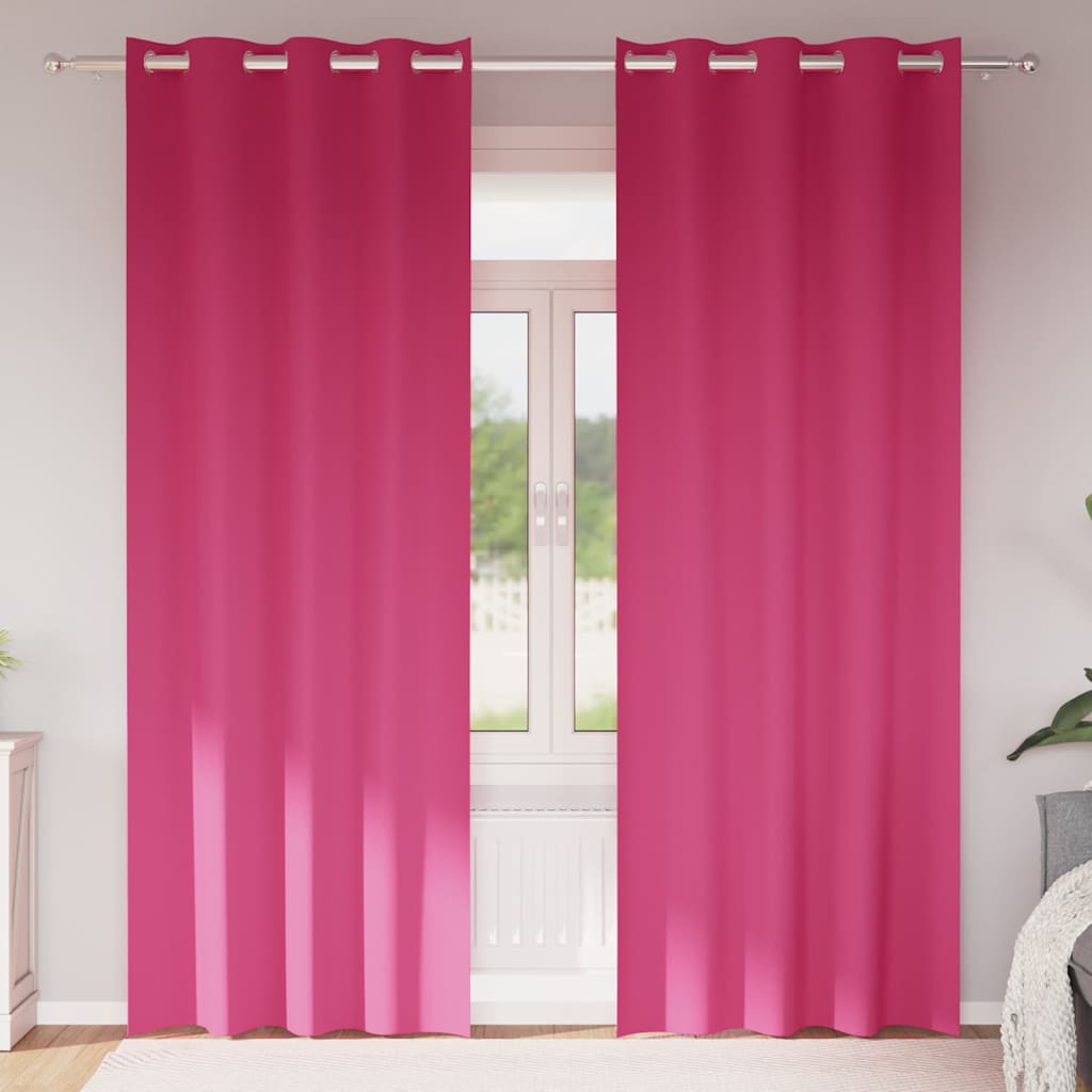 Zwart-out Gordijnen met Ringen 2 pcs Felroze 260 x 140 cm is nu te koop bij PeponiXL, paradijselijk wonen!