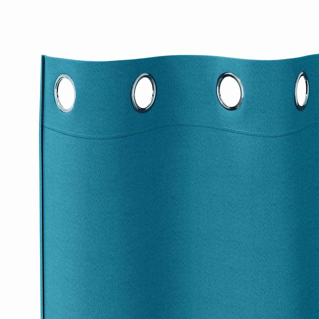 Zwart-out Gordijnen met Ringen 2 pcs Turquoise 245 x 140 cm is nu te koop bij PeponiXL, paradijselijk wonen!
