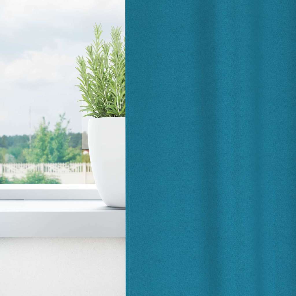 Zwart-out Gordijnen met Ringen 2 pcs Turquoise 245 x 140 cm is nu te koop bij PeponiXL, paradijselijk wonen!