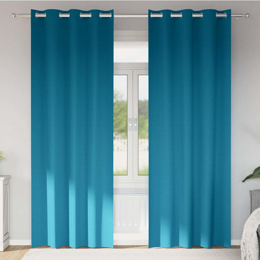 Zwart-out Gordijnen met Ringen 2 pcs Turquoise 245 x 140 cm is nu te koop bij PeponiXL, paradijselijk wonen!