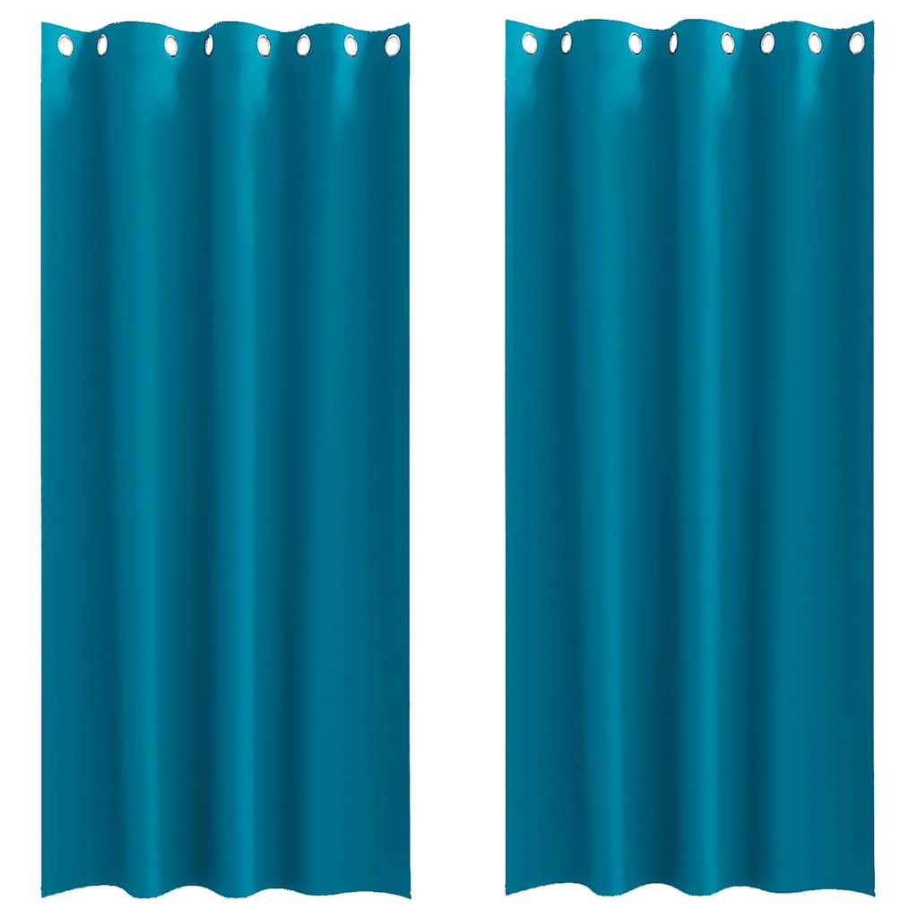 Zwart-out Gordijnen met Ringen 2 pcs Turquoise 245 x 140 cm is nu te koop bij PeponiXL, paradijselijk wonen!