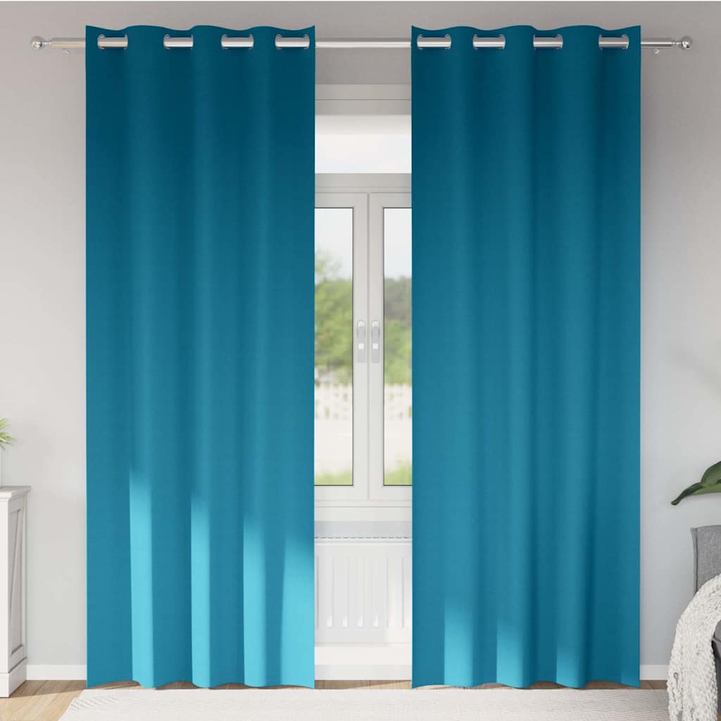 Zwart-out Gordijnen met Ringen 2 pcs Turquoise 260 x 140 cm is nu te koop bij PeponiXL, paradijselijk wonen!