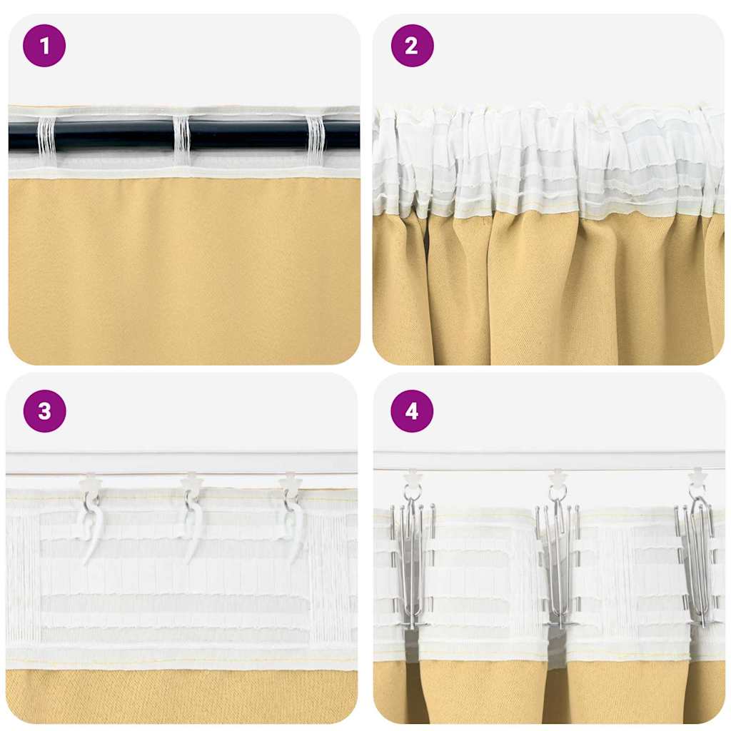 Zwart-out Gordijnen met Ringen 2 pcs Beige 175 x 140 cm is nu te koop bij PeponiXL, paradijselijk wonen!