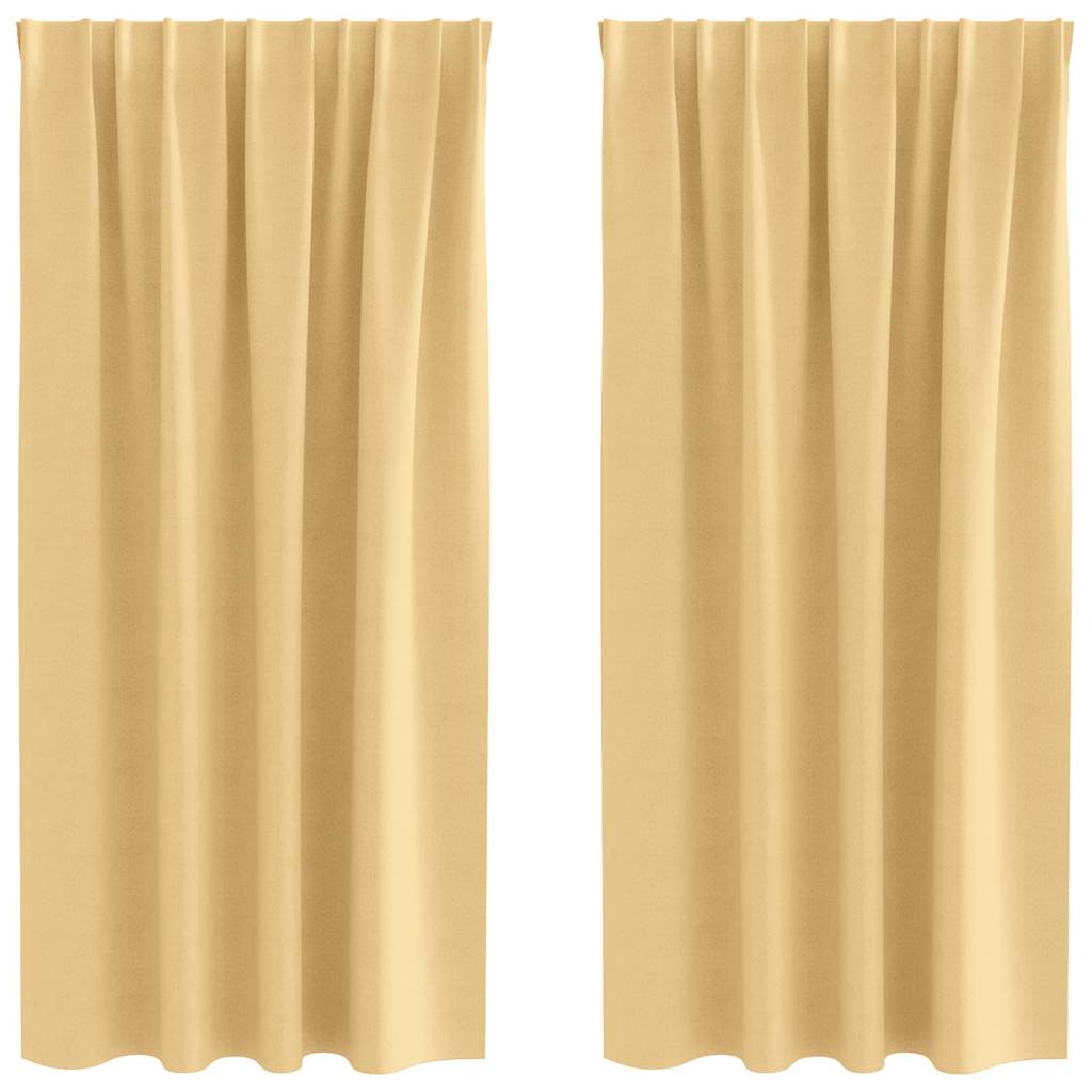 Zwart-out Gordijnen met Ringen 2 pcs Beige 175 x 140 cm is nu te koop bij PeponiXL, paradijselijk wonen!