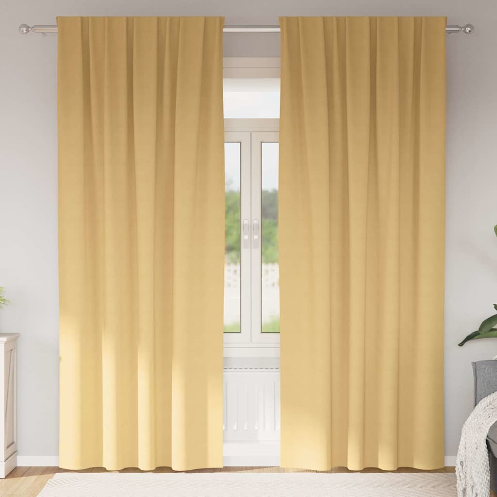 Zwart-out Gordijnen met Ringen 2 pcs Beige 225 x 140 cm is nu te koop bij PeponiXL, paradijselijk wonen!