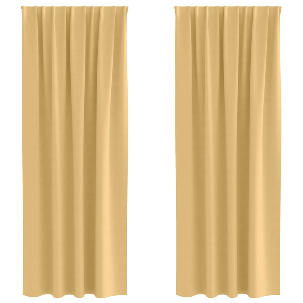 Zwart-out Gordijnen met Ringen 2 pcs Beige 245 x 140 cm is nu te koop bij PeponiXL, paradijselijk wonen!