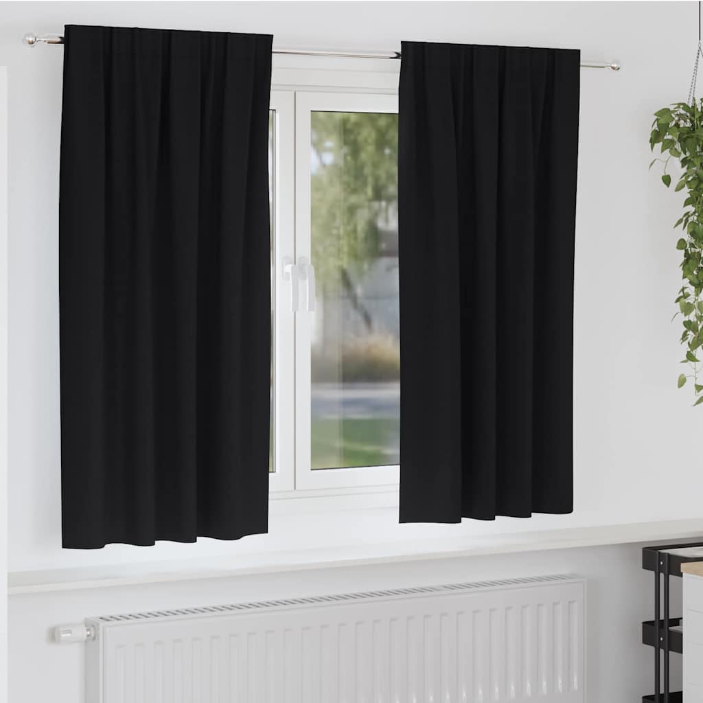 Zwart-out Gordijnen met Ringen 2 pcs Zwart 175 x 140 cm is nu te koop bij PeponiXL, paradijselijk wonen!