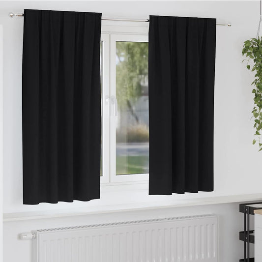 Zwart-out Gordijnen met Ringen 2 pcs Zwart 175 x 140 cm is nu te koop bij PeponiXL, paradijselijk wonen!