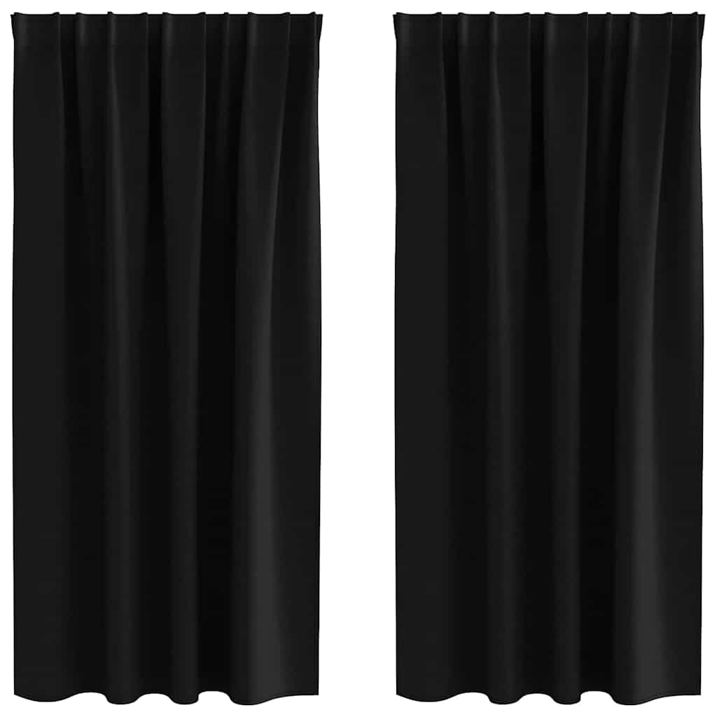 Zwart-out Gordijnen met Ringen 2 pcs Zwart 175 x 140 cm is nu te koop bij PeponiXL, paradijselijk wonen!