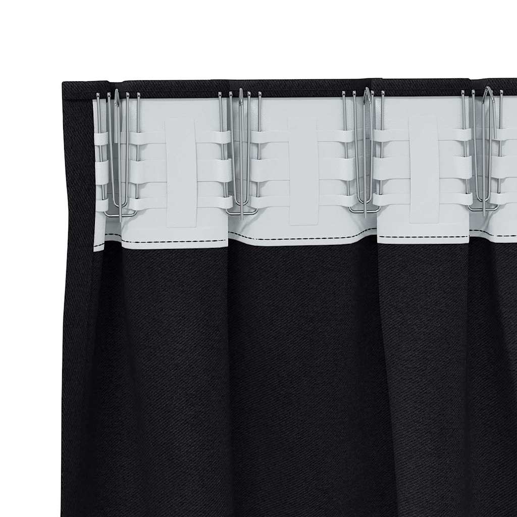 Zwart-out Gordijnen met Ringen 2 pcs Zwart 260 x 140 cm is nu te koop bij PeponiXL, paradijselijk wonen!