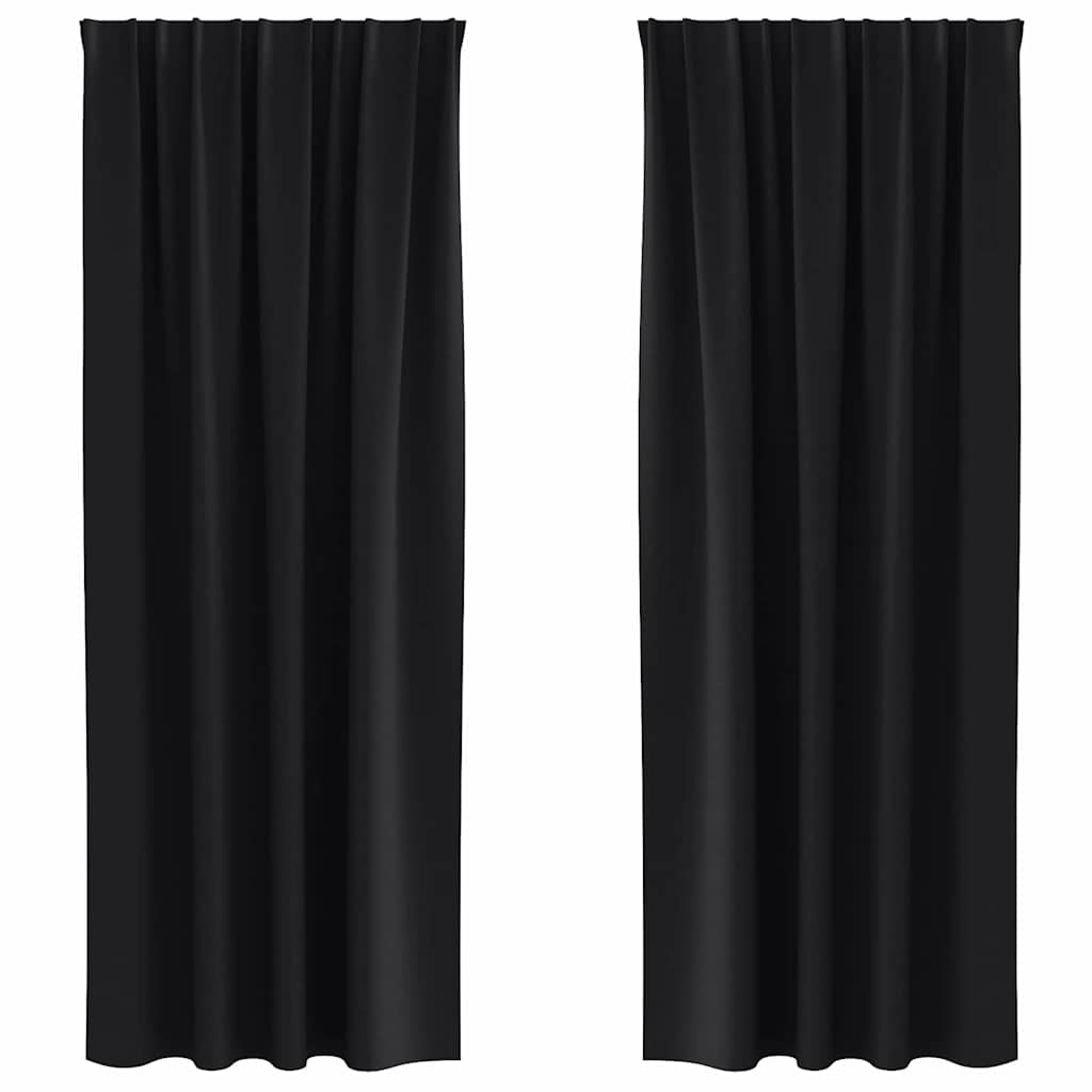 Zwart-out Gordijnen met Ringen 2 pcs Zwart 260 x 140 cm is nu te koop bij PeponiXL, paradijselijk wonen!